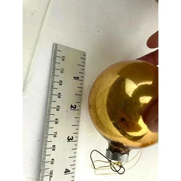 VTG Lot of 5 Gold Mercury Glass Christmas Ornaments Made in USA Holidays - Picture 6 of 14